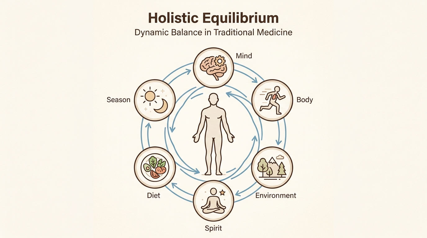 Traditional healing systems like Ayurveda and TCM prioritize restoring holistic equilibrium, recognizing that true wellness integrates mind, body, spirit, and environment.